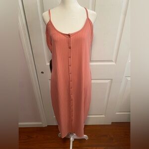 NWT Bebe Flamingo Pink Ribbed Button Front Dress Size XXL